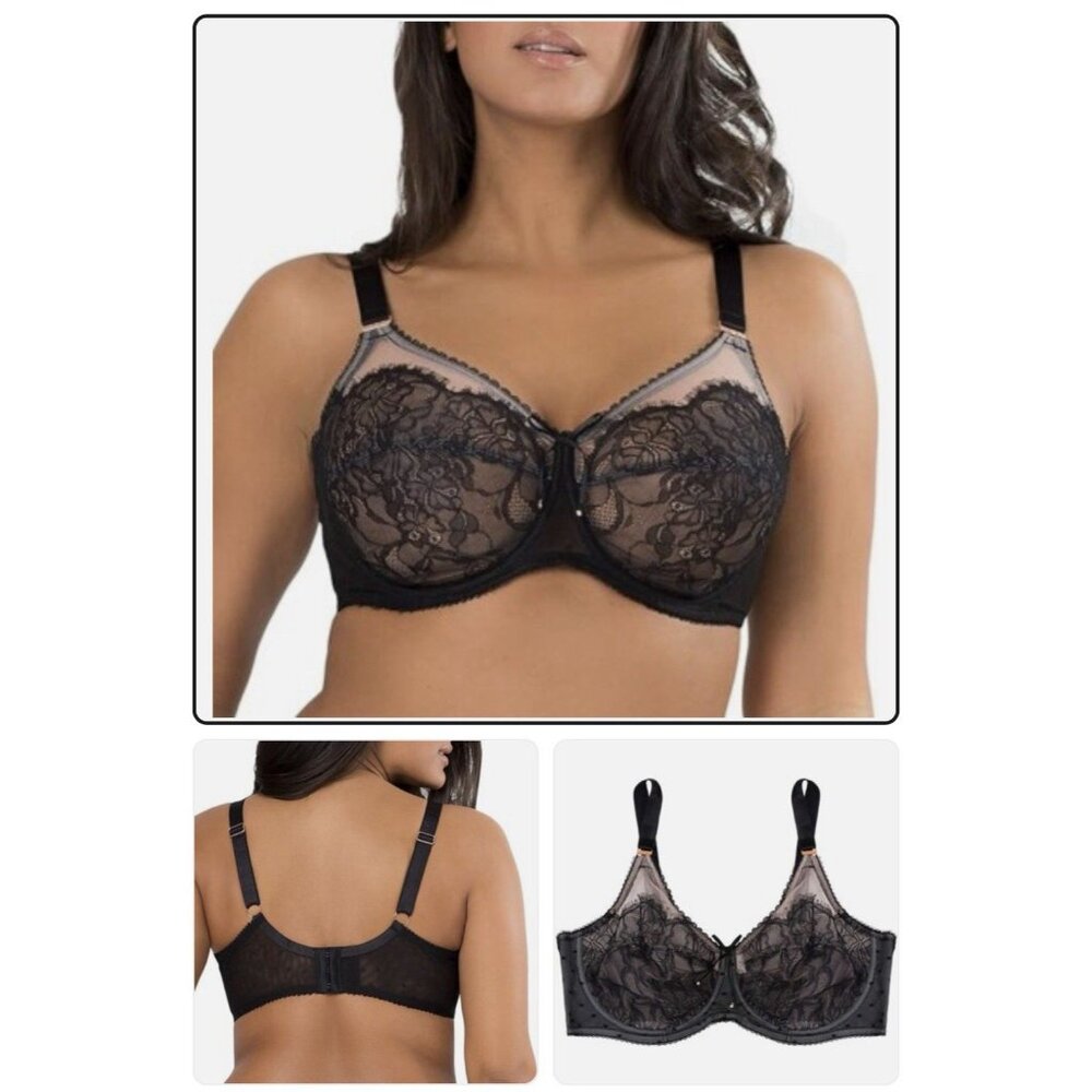 Smart & Sexy Women's Full Coverage Unlined Underwire Lace Bra Black 40DD - Picture 2 of 9